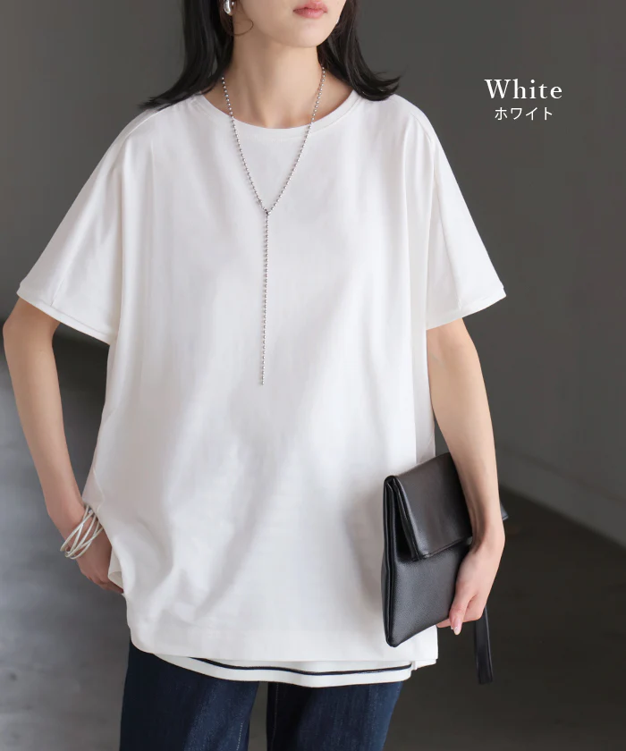 2026SS新作 Tシャツ 接触冷感 強冷感 UVカット レディース トップス フレンチスリーブ プルオーバー チュニック 涼しい ひんやり 遮蔽率99.9% UPF50+ ロング 体型カバー 半袖 ゆったり 大きいサイズ カットソー 無地 カジュアル ブルー ホワイト 春 夏 HUG.U メール便 - Image 11