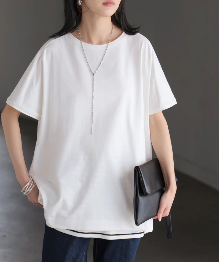 2026SS新作 Tシャツ 接触冷感 強冷感 UVカット レディース トップス フレンチスリーブ プルオーバー チュニック 涼しい ひんやり 遮蔽率99.9% UPF50+ ロング 体型カバー 半袖 ゆったり 大きいサイズ カットソー 無地 カジュアル ブルー ホワイト 春 夏 HUG.U メール便 - Image 28
