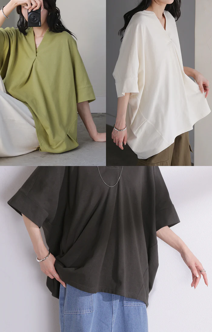 【夏セール】 2026SS新作 トップス スキッパー レディース Tシャツ ロング 綿 カットソー ティーシャツ チュニック ビッグ プラスサイズ Vネック 通気性 ストレッチ 天然ヘンプ混 長い 半袖 ゆったり 無地 体型カバー お尻が隠れる 大きいサイズ おしゃれ 白 グレー 春 夏 HUG.U - Image 18