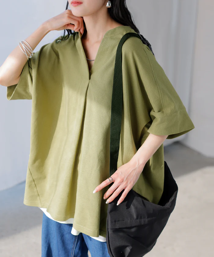【夏セール】 2026SS新作 トップス スキッパー レディース Tシャツ ロング 綿 カットソー ティーシャツ チュニック ビッグ プラスサイズ Vネック 通気性 ストレッチ 天然ヘンプ混 長い 半袖 ゆったり 無地 体型カバー お尻が隠れる 大きいサイズ おしゃれ 白 グレー 春 夏 HUG.U - Image 28
