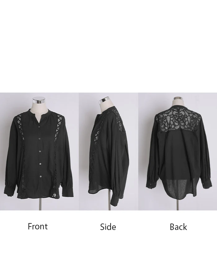 2026SS新作 シャツ レース 刺繍 ドッキング レディース ■一部7月中旬入荷 トップス ロング ブラウス ロングシャツ レースシャツ チュニック 羽織 長袖 スキッパー Vネック ボリュームスリーブ ぽわん袖 貝ボタン きれいめ ゆったり 体型カバー 大きいサイズ お尻隠れる 黒 白 春 夏 HUG.U - Image 23