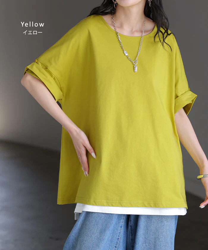 2026SS新作 Tシャツ 「体感-2℃」接触冷感 ■一部7月中旬入荷 レディース トップス 半袖 ロング カットソー チュニック ロールアップ 袖 袖2WAY クルーネック 涼しい ひんやり イージーケア 型崩れしない 綿 半袖 無地 ゆったり 体型カバー おしゃれ お尻が隠れる 黒 白 春 夏 HUG.U メール便 - Image 19