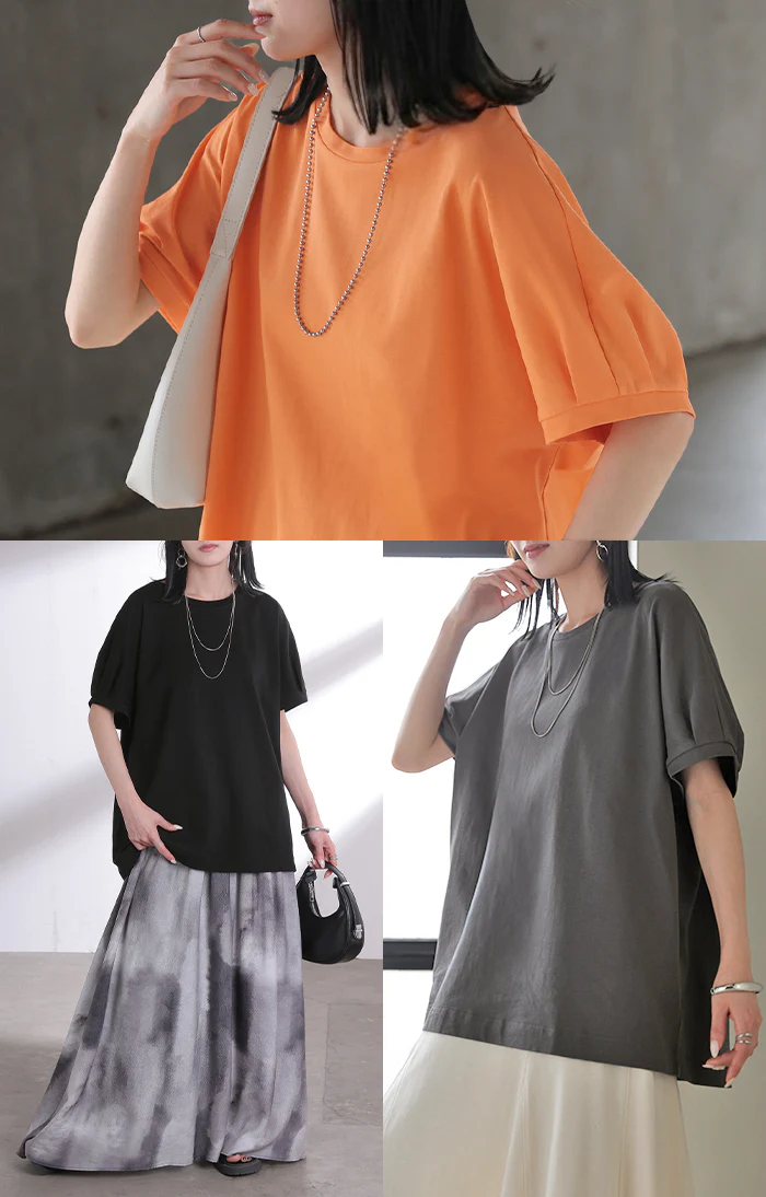 2026年新作 Tシャツ 「汗ジミ軽減」 綿100 ■一部7月上旬入荷 レディース トップス ロング ティーシャツ チュニック プルオーバー オーバー ビッグ クルーネック コットン 吸水 撥水 脇汗 汗 背中 猛暑 薄手 半袖 カジュアル ゆったり 体型カバー お尻が隠れる 無地 黒 白 春 夏 HUG.U メール便 - Image 21
