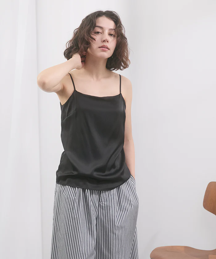 シルク ブラトップ カップ付き カップ付きブラ ブラジャー ブラ カップ付き キャミソール カップ付きキャミ インナー 2WAY キャミ 大きいサイズ レディース トップス ノンワイヤー M L ベージュ ブラック ブラウン 楽 涼しい 快適 ホールド力 春 夏 ESLIA エスリア - Image 15
