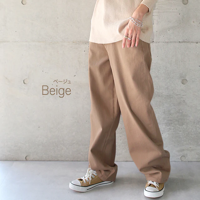パンツ 「ルーズなゆる感」 ストレッチ ■一部7月中旬入荷 ストレートパンツ チノパン ワイドパンツ ワイド ボトムス レディース ロング カーゴ チノ チノパンツ カーゴパンツ 大きいサイズ ブラウン ゆったり ストレート 綿 ボーイフレンド 黒 白 春 夏 HUG.U - Image 14