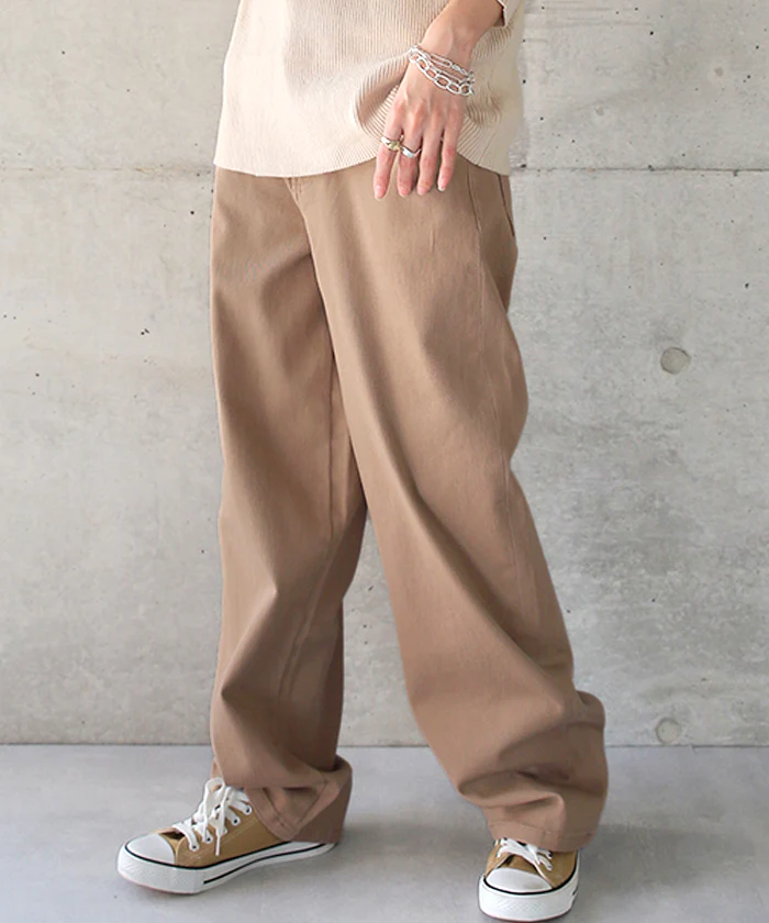 パンツ 「ルーズなゆる感」 ストレッチ ■一部7月中旬入荷 ストレートパンツ チノパン ワイドパンツ ワイド ボトムス レディース ロング カーゴ チノ チノパンツ カーゴパンツ 大きいサイズ ブラウン ゆったり ストレート 綿 ボーイフレンド 黒 白 春 夏 HUG.U - Image 27