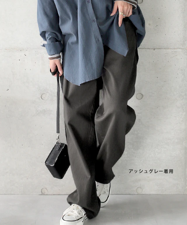 パンツ 「ルーズなゆる感」 ストレッチ ■一部7月中旬入荷 ストレートパンツ チノパン ワイドパンツ ワイド ボトムス レディース ロング カーゴ チノ チノパンツ カーゴパンツ 大きいサイズ ブラウン ゆったり ストレート 綿 ボーイフレンド 黒 白 春 夏 HUG.U - Image 5