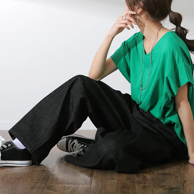 「ダボ×スッキリ」デニム パンツ レディース ■一部7月下旬入荷 ストレートパンツ ジーンズ ボトムス ゆったり ワイドパンツ ボーイフレンドデニム ボーイフレンド ストレート ワイド ロング ズボン デニムパンツ ボトム 体型カバー 大きいサイズ 春 夏 HUG.U - Image 28