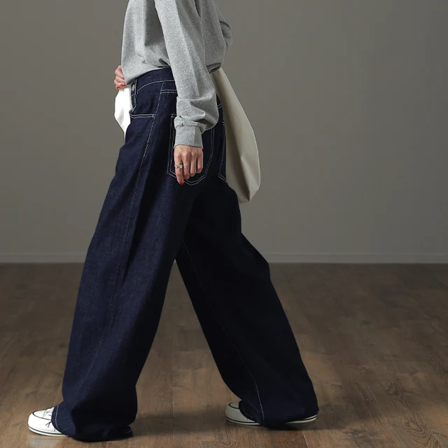 「ダボ×スッキリ」デニム パンツ レディース ■一部7月下旬入荷 ストレートパンツ ジーンズ ボトムス ゆったり ワイドパンツ ボーイフレンドデニム ボーイフレンド ストレート ワイド ロング ズボン デニムパンツ ボトム 体型カバー 大きいサイズ 春 夏 HUG.U - Image 31
