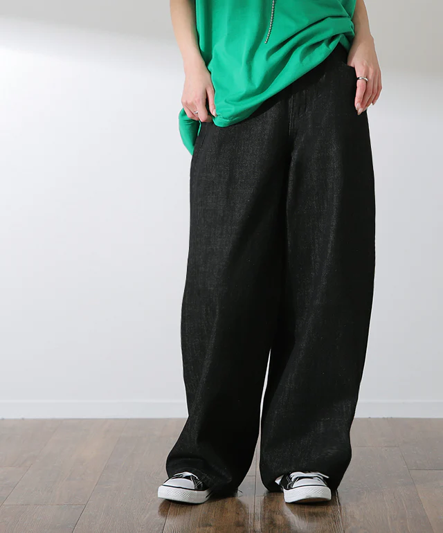 「ダボ×スッキリ」デニム パンツ レディース ■一部7月下旬入荷 ストレートパンツ ジーンズ ボトムス ゆったり ワイドパンツ ボーイフレンドデニム ボーイフレンド ストレート ワイド ロング ズボン デニムパンツ ボトム 体型カバー 大きいサイズ 春 夏 HUG.U - Image 5