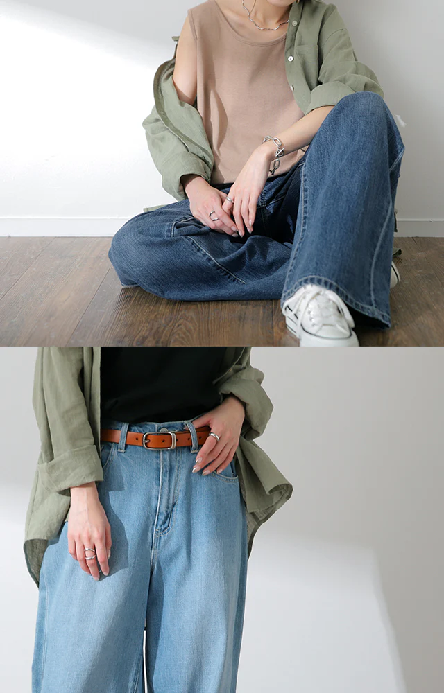 「ダボ×スッキリ」デニム パンツ レディース ■一部7月下旬入荷 ストレートパンツ ジーンズ ボトムス ゆったり ワイドパンツ ボーイフレンドデニム ボーイフレンド ストレート ワイド ロング ズボン デニムパンツ ボトム 体型カバー 大きいサイズ 春 夏 HUG.U - Image 8