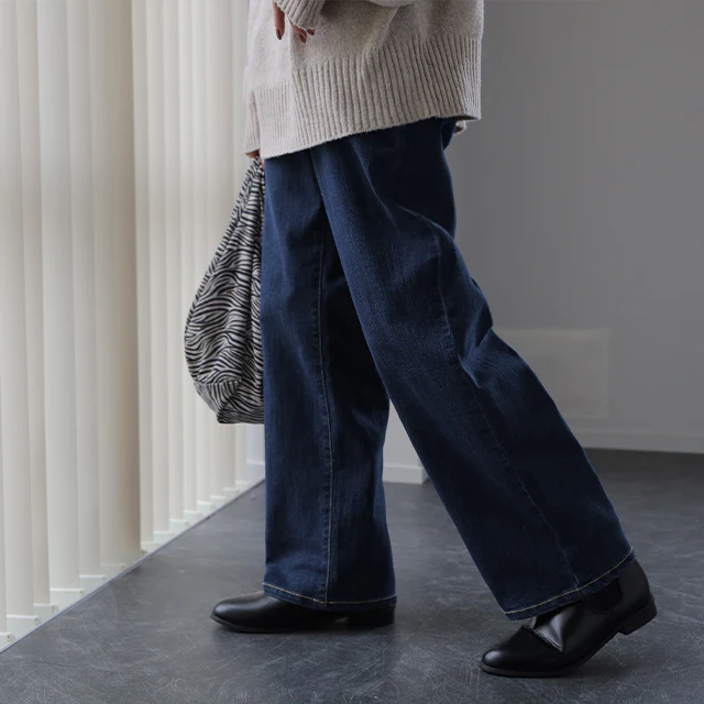 「新 感 覚」穿いていて疲れない デニム 微起毛 パンツ デニムパンツ レディース ワイドパンツ ワイド 大きいサイズ ジーンズ ジーパン ボトム 体型カバー ボトムス ストレート ゆったり ハイウエスト ゴム ストレッチ ハイライズ 春 夏 HUG.U - Image 39