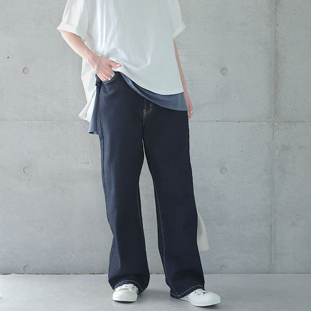 【接触冷感】「新 感 覚」穿いていて疲れない ■一部8月下旬入荷 接触冷感 デニム パンツ デニムパンツ レディース ワイドパンツ ワイド 大きいサイズ ジーンズ ジーパン ボトム 体型カバー ボトムス ストレート ゆったり ハイウエスト ゴム ストレッチ ハイライズ 春 夏 HUG.U - Image 45