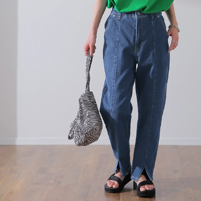 【夏セール】 eco* デニム スリット センタープレス テーパード センタースリット パンツ ボトムス レディース デニムパンツ 体型カバー テーパードパンツ ズボン ジーンズ アンクルパンツ ストレート ハイウエスト スキニー ゴム 大きいサイズ 春 夏 HUG.U - Image 28