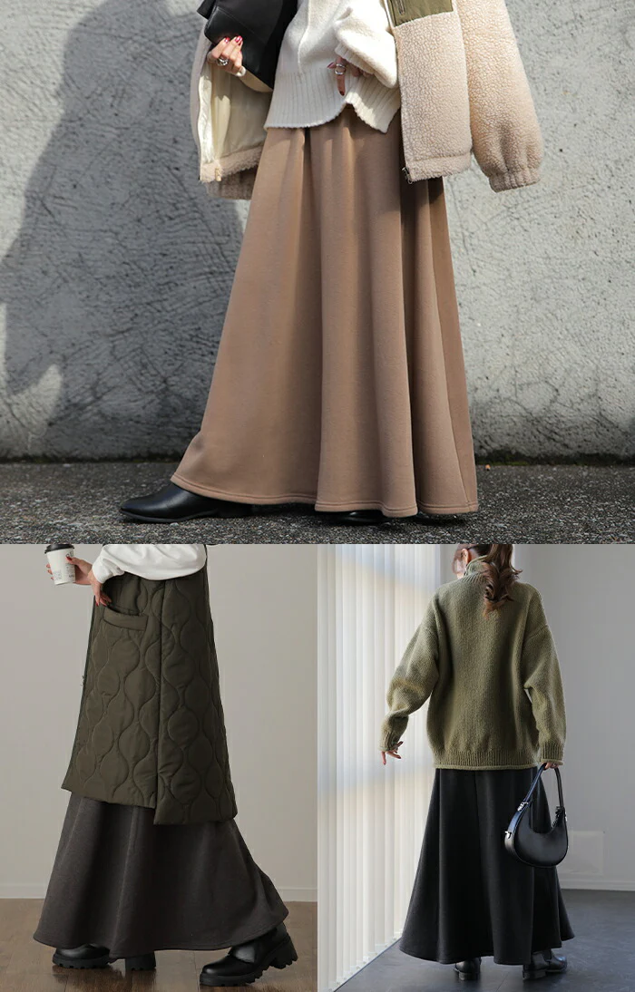 「うらもこ スカート」 スウェット 裏起毛 Aライン ロングスカート ロング レディース ボトムス フレアスカート 膝下 ひざ下 ストレッチ 裏シャギー 軽量 ミモレスカート 着る毛布 暖か ゴム スエットスカート黒 グレー 大きいサイズ 春 夏 HUG.U - Image 16