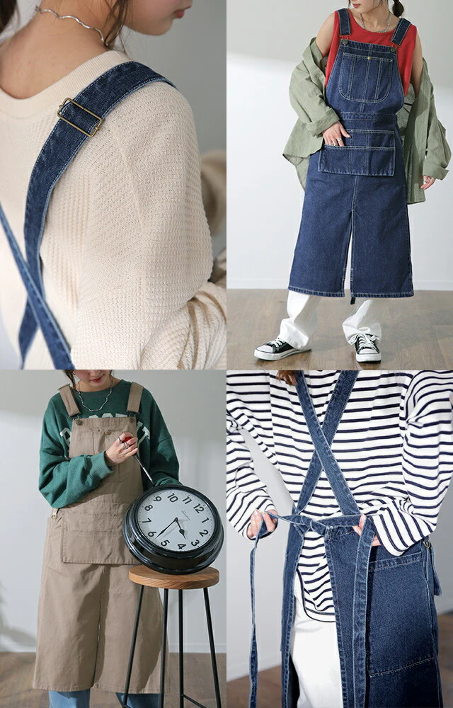 エプロン おしゃれ "パンツになる" キャンプ アウトドア レディース 家事 DIY お洒落 オシャレ デニム ワークエプロン コットン 綿 100 シンプル ポケット ガーデニング ブラック 厚手 ロング ナチュラル パンツ 黒 カーキ 大きいサイズ 春 夏 HUG.U - Image 22