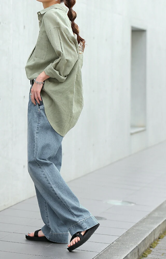 綿100％ デニム 「さらさら快適」 ストレート デニムパンツ パンツ レディース ワイドパンツ ワイド 大きいサイズ ジーンズ ジーパン ボトム 体型カバー ボトムス ストレート ズボン ゆったり ハイウエスト ゴム 春 夏 小さい 大きいサイズ HUG.U - Image 18