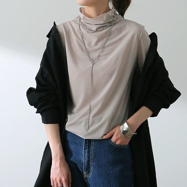 半袖 「 肌隠し 」トップス インナー シアー シースルー レディー レイヤード Tシャツ トップス ブラウス ハイネック カットソー タートル タートルネック シアートップス きれいめ 5分袖 透け メロウ 重ね着 二の腕カバー  黒 白 グリーン 春 夏 HUG.U メール便 - Image 36