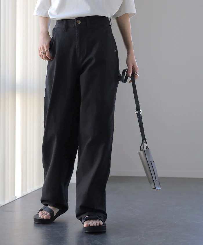 【特別価格】 パンツ 『 便利ポケット 』 ペインターパンツ レディース レディースパンツ ハイウエスト ストレート ストレートパンツ 大きいサイズ ボトムス チノ チノパン 体型カバー ロング 長 ズボン 黒 カーゴパンツ 綿 コットン ゴム ゆったり 春 夏 HUG.U - Image 17