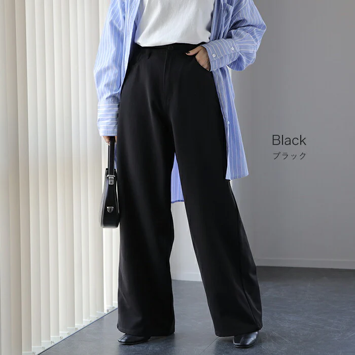 パンツ 『 THE ワイド 』 スラックス レディースレディースパンツ ワイドパンツ ワイド ロング 大きいサイズ ボトム 体型カバー ボトムス ストレート ズボン ハイウエスト ゴム 長 ズボン きれいめ 高身長 黒 カーキ グレー ゆったり 春 夏 HUG.U - Image 15