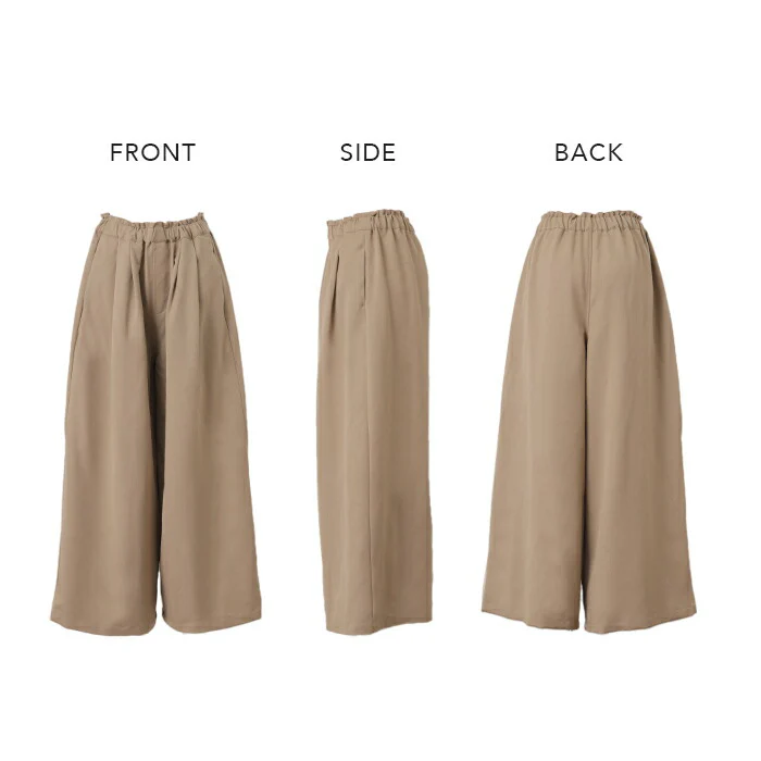 【特別価格】 パンツ「大胆 ワイド」 ワイドパンツ レディース ロング フレアパンツ フレア ボトムス タックパンツ タック ゴム ガウチョ 落ち感 ゆったり ドレープ 大きいサイズ ずぼん ズボン 体型カバー きれいめ ブラック ベージュ 黒 ブルー 春 夏 HUG.U - Image 16