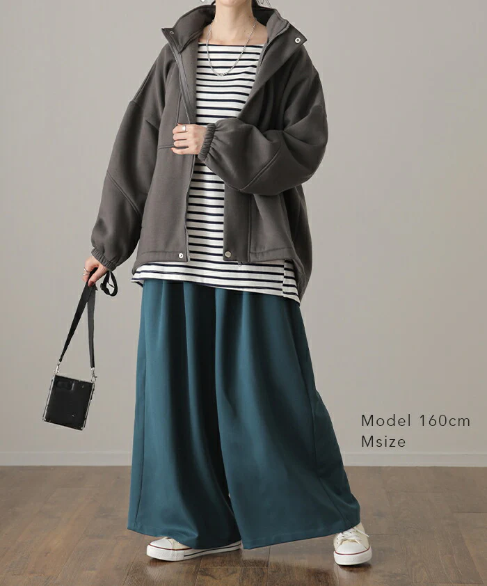 【特別価格】 パンツ「大胆 ワイド」 ワイドパンツ レディース ロング フレアパンツ フレア ボトムス タックパンツ タック ゴム ガウチョ 落ち感 ゆったり ドレープ 大きいサイズ ずぼん ズボン 体型カバー きれいめ ブラック ベージュ 黒 ブルー 春 夏 HUG.U - Image 5