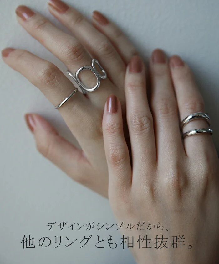 リング オーバル 抜け感 フリーリング シルバーアクセサリー ゴールド 変形ウェーブ アクセサリー アクセ シルバー フリー 指輪 シルバーアクセ シンプル モード オブジェ 大ぶり 大きめ 11号 デザイン おしゃれ 女性 大人 春 夏 HUG.U メール便 - Image 9