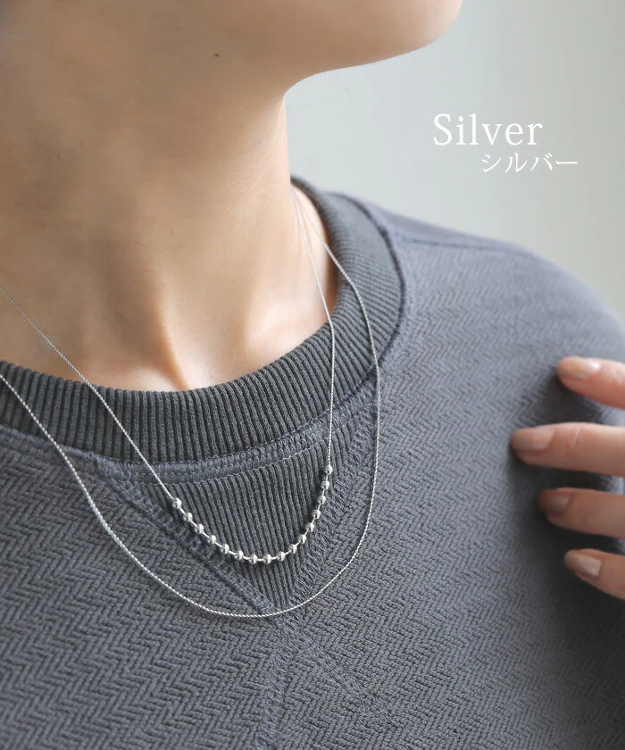 ボールチェーン 重ね付け 風 2連 ネックレス チェーン チェーンネックレス ロング ロングネックレス ダブル レイヤード シルバーアクセサリー アクセ gold silver ゴールド シルバー 長い きれいめ 真珠 ジュエリー 女性 金 銀 ギフト 春 夏 メール便 - Image 7