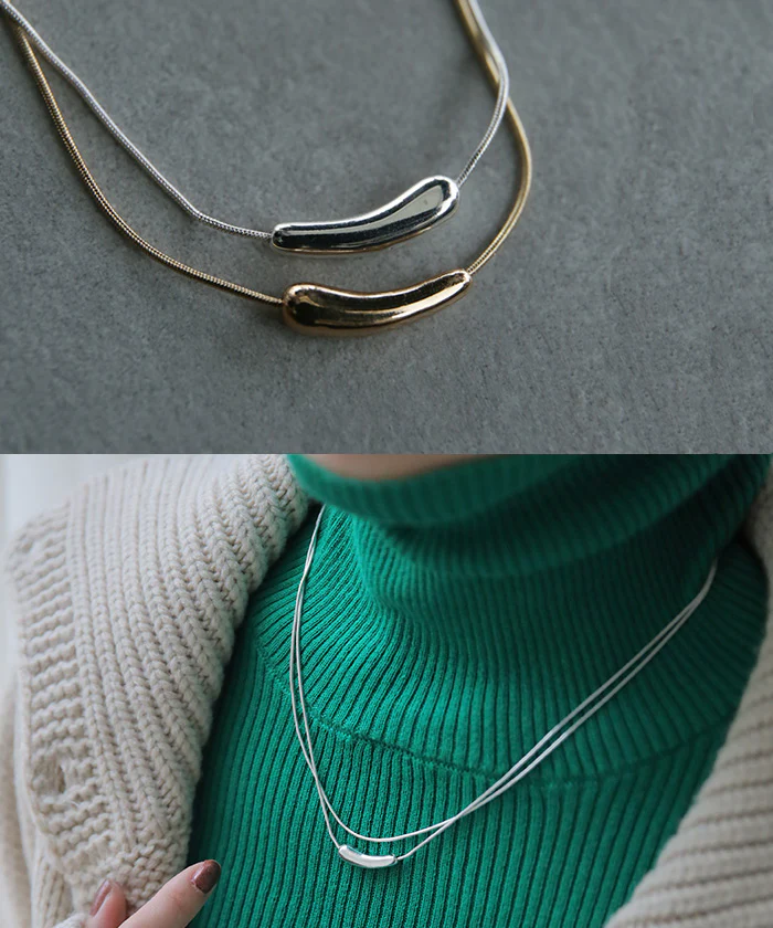 重ね付け 【3way】 ネックレス チェーン 2連ネックレス ロング 2連 ダブル レイヤード シルバーアクセサリー レディース アクセサリー アクセ gold silver ゴールド シルバー マルチウェイ 大きい きれいめ 合金 女性 金 銀 ギフト 春 夏 HUG.U メール便 - Image 9