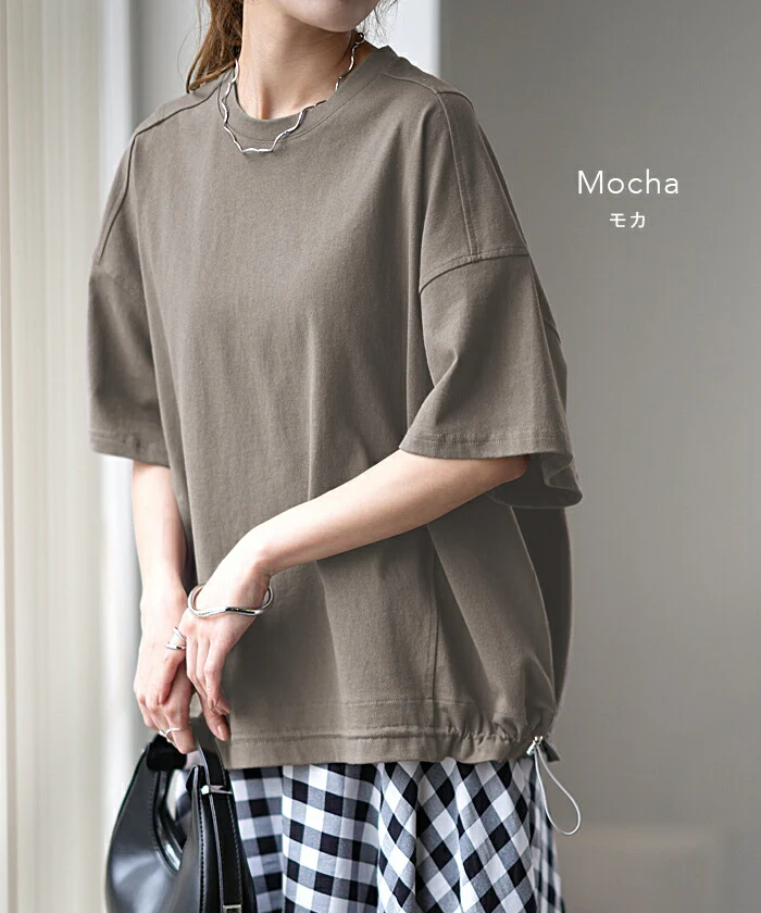 【夏セール】 『 ちょっと違う。』 ドロスト Tシャツ 体型カバー トップス 二の腕カバー ワイドスリーブ レディース ティーシャツ チュニック ビッグ プラスサイズ 半袖 おしゃれ 大きいサイズ ゆったり 変形シルエット 長め 無地 お尻が隠れる 白 黒 春 夏 HUG.U - Image 16