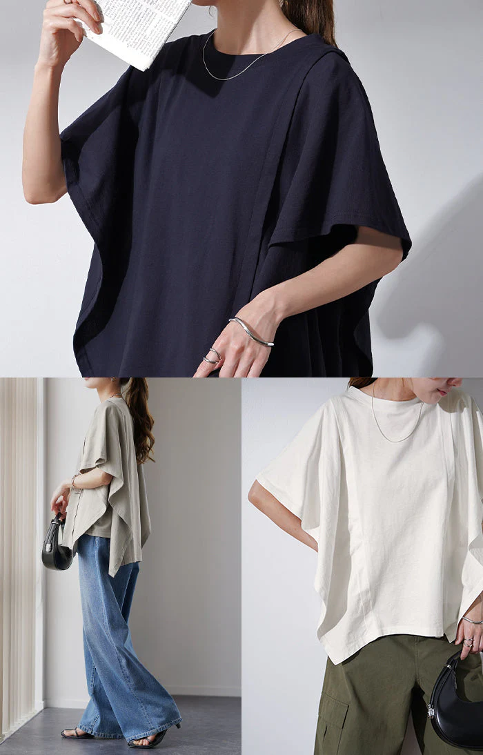 【売り尽くし】ガシッと『 二の腕削る。』 ノースリーブ Tシャツ 体型カバー トップス 二の腕カバー フレアスリーブ レディース ティーシャツ チュニック ビッグ プラスサイズ 半袖 おしゃれ 大きいサイズ ゆったり 厚手 お尻が隠れる 白 カーキ 春 夏 HUG.U - Image 214