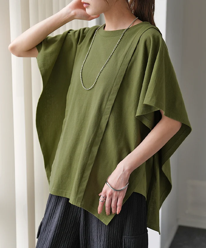 【売り尽くし】ガシッと『 二の腕削る。』 ノースリーブ Tシャツ 体型カバー トップス 二の腕カバー フレアスリーブ レディース ティーシャツ チュニック ビッグ プラスサイズ 半袖 おしゃれ 大きいサイズ ゆったり 厚手 お尻が隠れる 白 カーキ 春 夏 HUG.U - Image 265