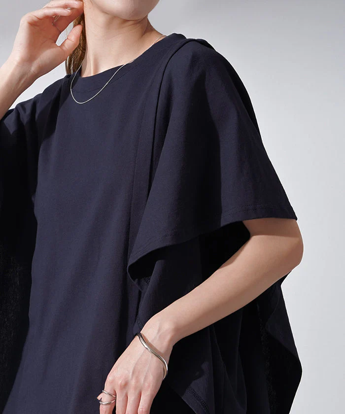 【売り尽くし】ガシッと『 二の腕削る。』 ノースリーブ Tシャツ 体型カバー トップス 二の腕カバー フレアスリーブ レディース ティーシャツ チュニック ビッグ プラスサイズ 半袖 おしゃれ 大きいサイズ ゆったり 厚手 お尻が隠れる 白 カーキ 春 夏 HUG.U - Image 9