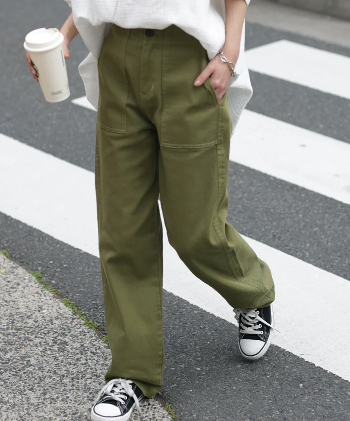 NEW 葛城!「新 感 覚 ベイカーパンツ」 疲れないパンツ パンツ レディース ゴム ストレッチ ワイドパンツ ワイド 大きいサイズ ボトムス チノパン チノパンツ ストレート 体型カバー ズボン ゆったり ハイウエスト 春 夏 ベージュ カーキ HUG.U - Image 6