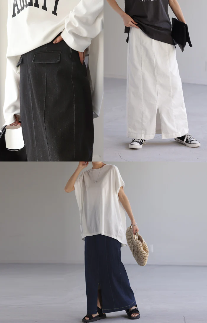 『 奇跡のラク 脚長 スカート 』デニム デニムスカート レディース ボトムス ロングスカート マキシ丈 マキシスカート ストレート ペンシルスカート スリット スリットスカート ロング タイト ゴム 大きいサイズ 体型カバー 春 夏 HUG.U - Image 10