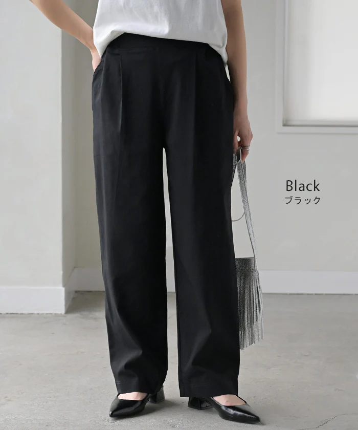 パンツ 「リニューアル」低身長さんも高身長さんも！ ワイドパンツ タックパンツ レディース タック ワイド ロング ボトム 低身長 高身長 ボトムス ストレート ズボン ハイウエスト ストレッチ ゴム 長 ズボン 大きいサイズ 体型カバー 春 夏 HUG.U - Image 11