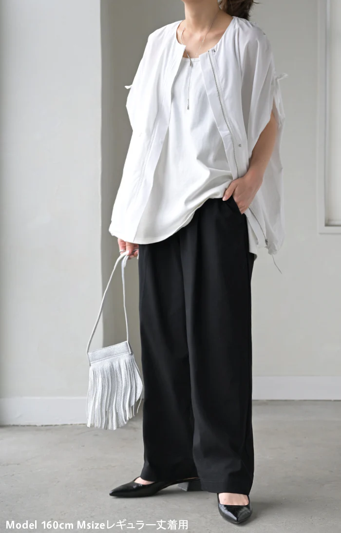 パンツ 「リニューアル」低身長さんも高身長さんも！ ワイドパンツ タックパンツ レディース タック ワイド ロング ボトム 低身長 高身長 ボトムス ストレート ズボン ハイウエスト ストレッチ ゴム 長 ズボン 大きいサイズ 体型カバー 春 夏 HUG.U - Image 6