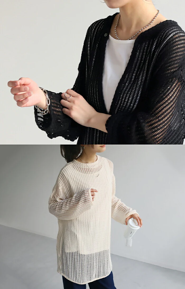 透かし編み ニット 前後2way プルオーバー レディース セーター ちくちくしない Vネック 重ね 体型カバー トップス ざっくり かぎ針 メッシュ 長袖 メッシュ レイヤード 深V ロング ゆったり 大きいサイズ シアー お洒落 薄手 白 春 夏 HUG.U - Image 16