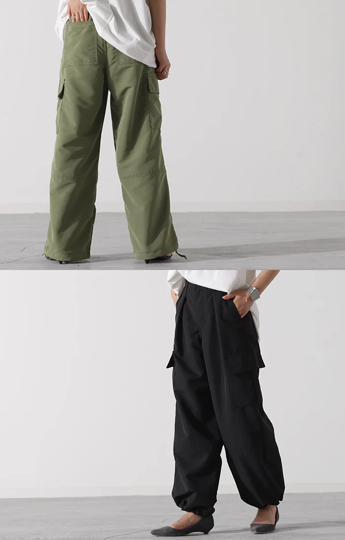 【特別価格】 パンツ きれいめ 裾2way カーゴパンツ レディース ワイドパンツ ワイド パラシュートパンツ カーゴ ベイカーパンツ ゆったり ジョガーパンツ カーブパンツ ボトムス ミリタリー ドロスト ロング ズボン ボトム 裾絞り 体型カバー カーキ 春 夏 HUG.U - Image 21