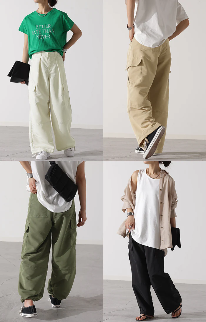 【特別価格】 パンツ きれいめ 裾2way カーゴパンツ レディース ワイドパンツ ワイド パラシュートパンツ カーゴ ベイカーパンツ ゆったり ジョガーパンツ カーブパンツ ボトムス ミリタリー ドロスト ロング ズボン ボトム 裾絞り 体型カバー カーキ 春 夏 HUG.U - Image 23