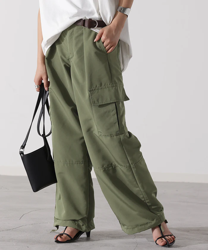 【特別価格】 パンツ きれいめ 裾2way カーゴパンツ レディース ワイドパンツ ワイド パラシュートパンツ カーゴ ベイカーパンツ ゆったり ジョガーパンツ カーブパンツ ボトムス ミリタリー ドロスト ロング ズボン ボトム 裾絞り 体型カバー カーキ 春 夏 HUG.U - Image 28