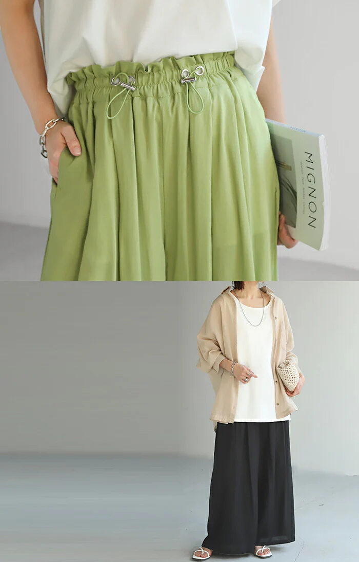 【夏セール】 パンツ リネンパンツ ワイドパンツ レディース ワイド ドロスト リネン 麻パンツ 涼しい ゆったり ボトムス ミリタリー ドロスト ロング ズボン ボトム ゴム フレアパンツ ウエストゴム 大きいサイズ 体型カバー ベージュ 黒 きれいめ 麻 春 夏 HUG.U - Image 15