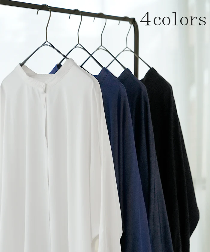 ワンピース シャツワンピース ロング シャツダンガリー レディース ロングワンピース ロングワンピ デニムシャツ デニム ノーカラーワンピース ワンピ 着痩せ Aライン マキシ ロングシャツ ドルマン 羽織 きれいめ 体型カバー 大きいサイズ 春 夏 HUG.U - Image 9