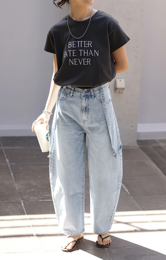 デニム 2way カーブパンツ サロペデニムパンツ パンツ レディース サロペット カーブデニム ジーンズ ジーパン ボトム オールインワン つなぎ ゆったり 体型カバー ボトムス ズボン 脚長 ストレート サスペンダー ワイド 大きいサイズ 春 夏 HUG.U - Image 17