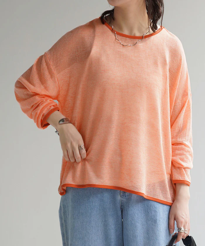 ロンT トップス レディース シアー ボーダー ボーダートップス シアートップス プルオーバー Tシャツ 体型カバー オーバーサイズ 長袖 二の腕カバー パイピング 丸首 薄手 透け レイヤード ロング Uネック ゆる 大きいサイズ 黒 春 夏 HUG.U メール便 - Image 35