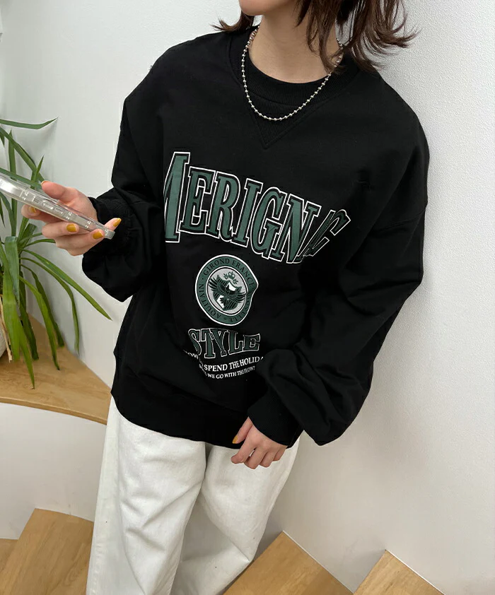 ロンT ロゴ トレーナー カットソー レディース ロゴT オーバーサイズ 長袖 Tシャツ ロング カレッジロゴ チュニック スエット スウェット プリント ドルマン 大きいサイズ きれいめ トップス ぽわん袖 薄手 体型カバー お洒落 黒 春 夏 HUG.U - Image 22