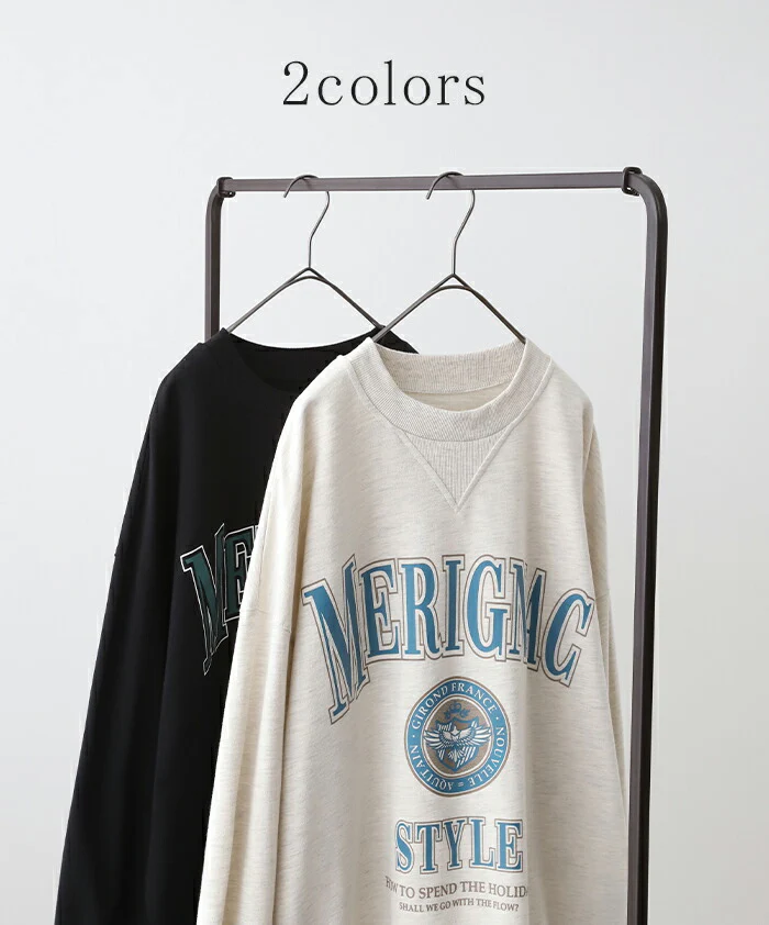 ロンT ロゴ トレーナー カットソー レディース ロゴT オーバーサイズ 長袖 Tシャツ ロング カレッジロゴ チュニック スエット スウェット プリント ドルマン 大きいサイズ きれいめ トップス ぽわん袖 薄手 体型カバー お洒落 黒 春 夏 HUG.U - Image 27