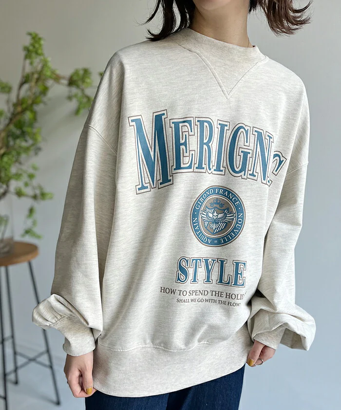 ロンT ロゴ トレーナー カットソー レディース ロゴT オーバーサイズ 長袖 Tシャツ ロング カレッジロゴ チュニック スエット スウェット プリント ドルマン 大きいサイズ きれいめ トップス ぽわん袖 薄手 体型カバー お洒落 黒 春 夏 HUG.U - Image 5