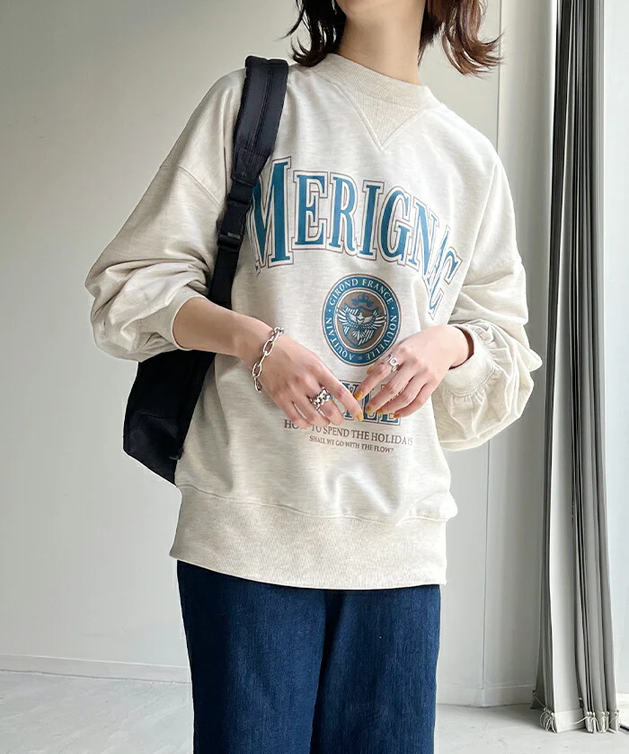 ロンT ロゴ トレーナー カットソー レディース ロゴT オーバーサイズ 長袖 Tシャツ ロング カレッジロゴ チュニック スエット スウェット プリント ドルマン 大きいサイズ きれいめ トップス ぽわん袖 薄手 体型カバー お洒落 黒 春 夏 HUG.U - Image 8