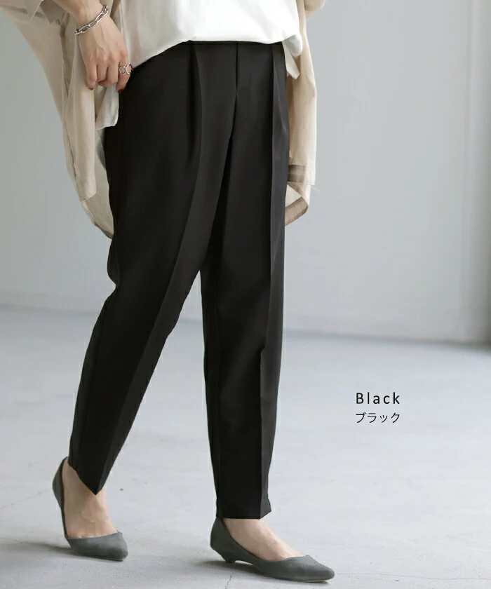 パンツ レディース テーパードパンツ センタープレス テーパード カラーパンツ アンクルパンツ オフィスカジュアル きれいめ ゴム スキニー スキニーパンツ タックパンツ ボトムス 通勤 黒 白 ブルー 青 大きいサイズ 体型カバー 夏 春 HUG.U - Image 21